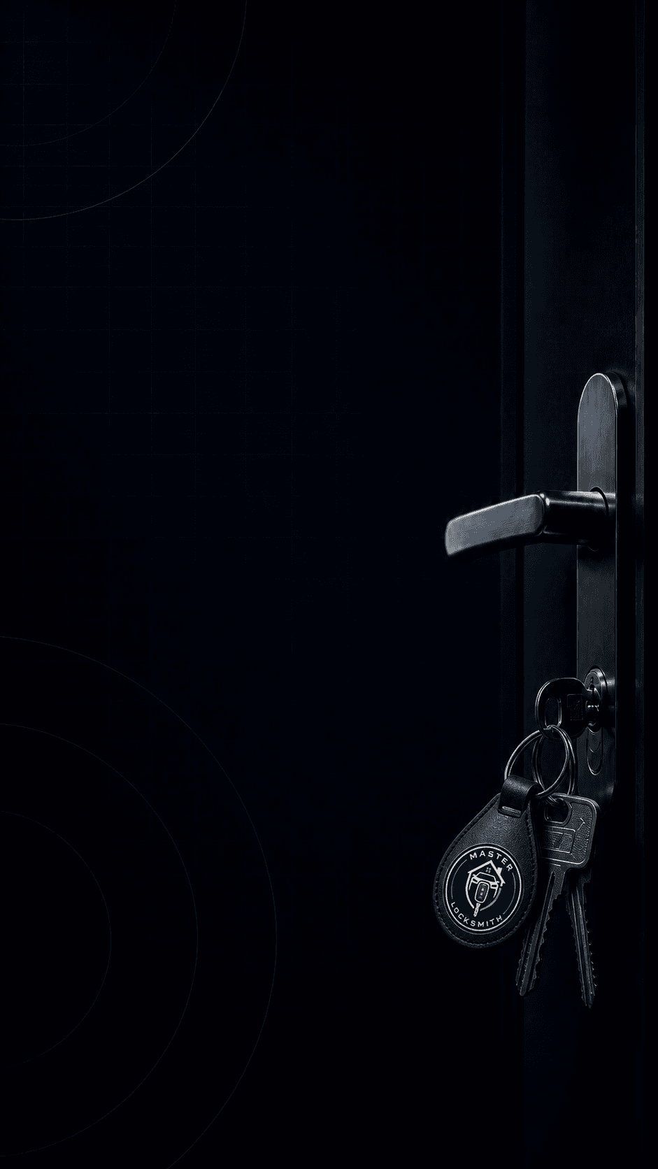 Front door with metal handle and keys for 24/7 mobile locksmith callouts in the North East